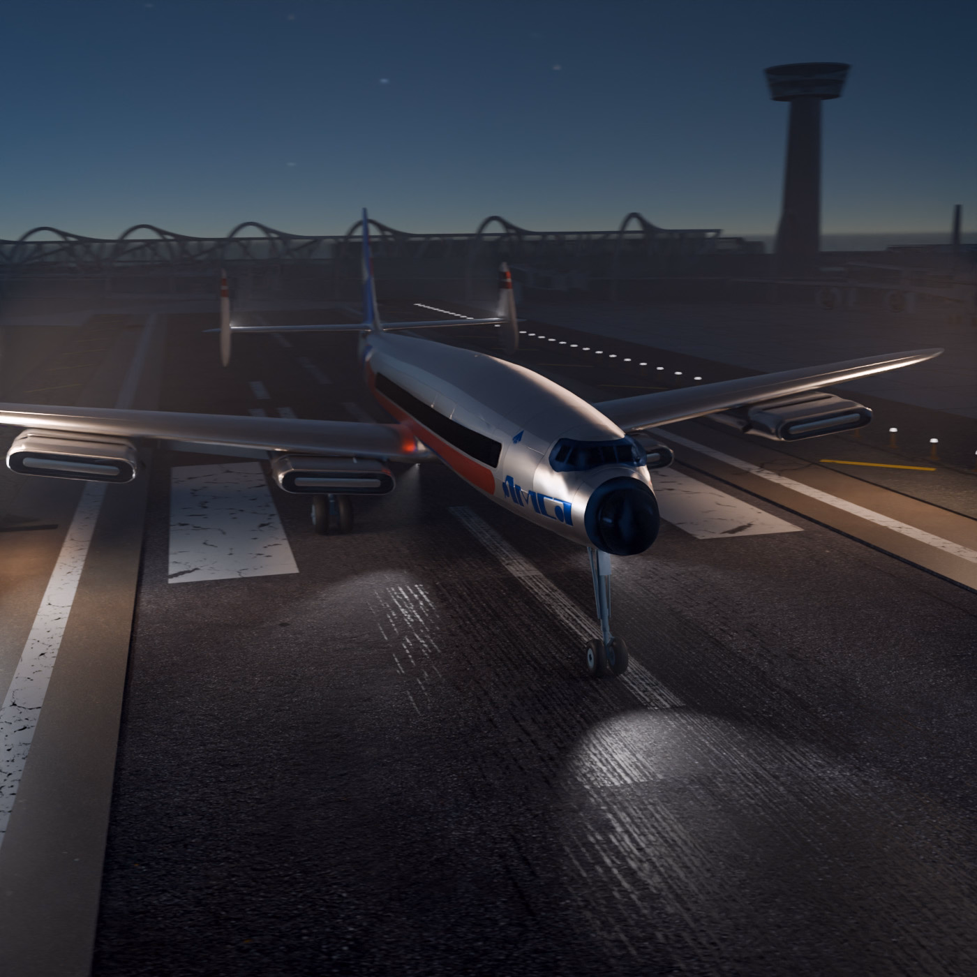 Image showing a plane with a red light blinking